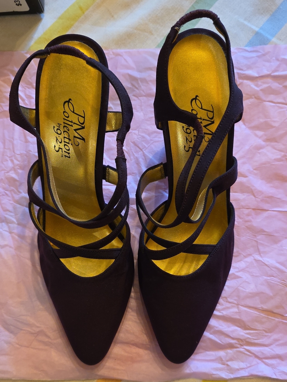 PM Collection Women's Maroon Strappy Pointed-Toe Heels